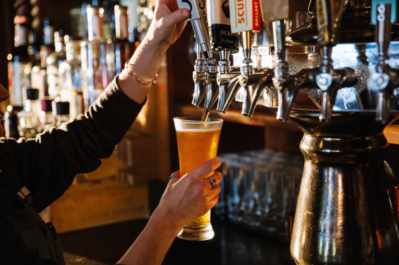 A draft pour, service in progress